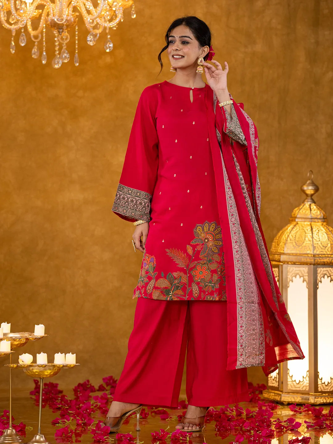Trendy Pink Pakistani Style Ethnic Kurta Dupatta Set