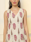 New Arrival Pink and Off White Ethnic Cotton Co-Ord Set for Women