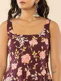 Stylish Brown Sleeveless Cotton Kurta with Matching Dupatta