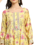 Stunning Yellow Printed Silk Embroidered Kurta Dupatta Set for Festive Look