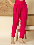 Elegant Pink Floral Embroidered Sequinned Kurta with Trousers & Dupatta Set