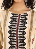 Cream And Black Pure Silk Sequins_Work Straight Kurta Dupatta Pant Set-Yufta Store-6112SKDCRM