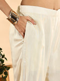 Cream And Black Pure Silk Sequins_Work Straight Kurta Dupatta Pant Set-Yufta Store-6112SKDCRM