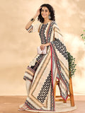 Cream And Black Pure Silk Sequins_Work Straight Kurta Dupatta Pant Set-Yufta Store-6112SKDCRM