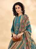 Teal Blue Pure Silk Sequins_Work Straight Kurta Dupatta Pant Set-Yufta Store-6115SKDTBM
