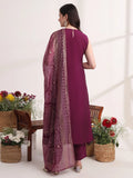 Purple Solid A-Line Kurta Trouser And Dupatta Set-Yufta Store-6130SKDPRS