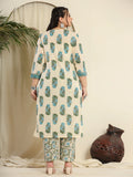 Cream Pure Cotton Kurta Set with Pant & Dupatta – Festive Wear