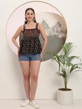 Trendy Black Cotton Strappy Top for Casual and Ethnic Styling