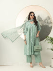 Royal Green Cotton Kurta Dupatta Set for a Regal Ethnic Appearance