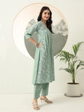 Royal Green Cotton Kurta Dupatta Set for a Regal Ethnic Appearance