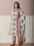 Festive White and Green Plus Size Sequins Kurta Set for an Ethnic Touch