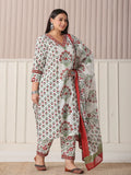 Festive White and Green Plus Size Sequins Kurta Set for an Ethnic Touch