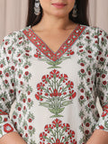 Festive White and Green Plus Size Sequins Kurta Set for an Ethnic Touch