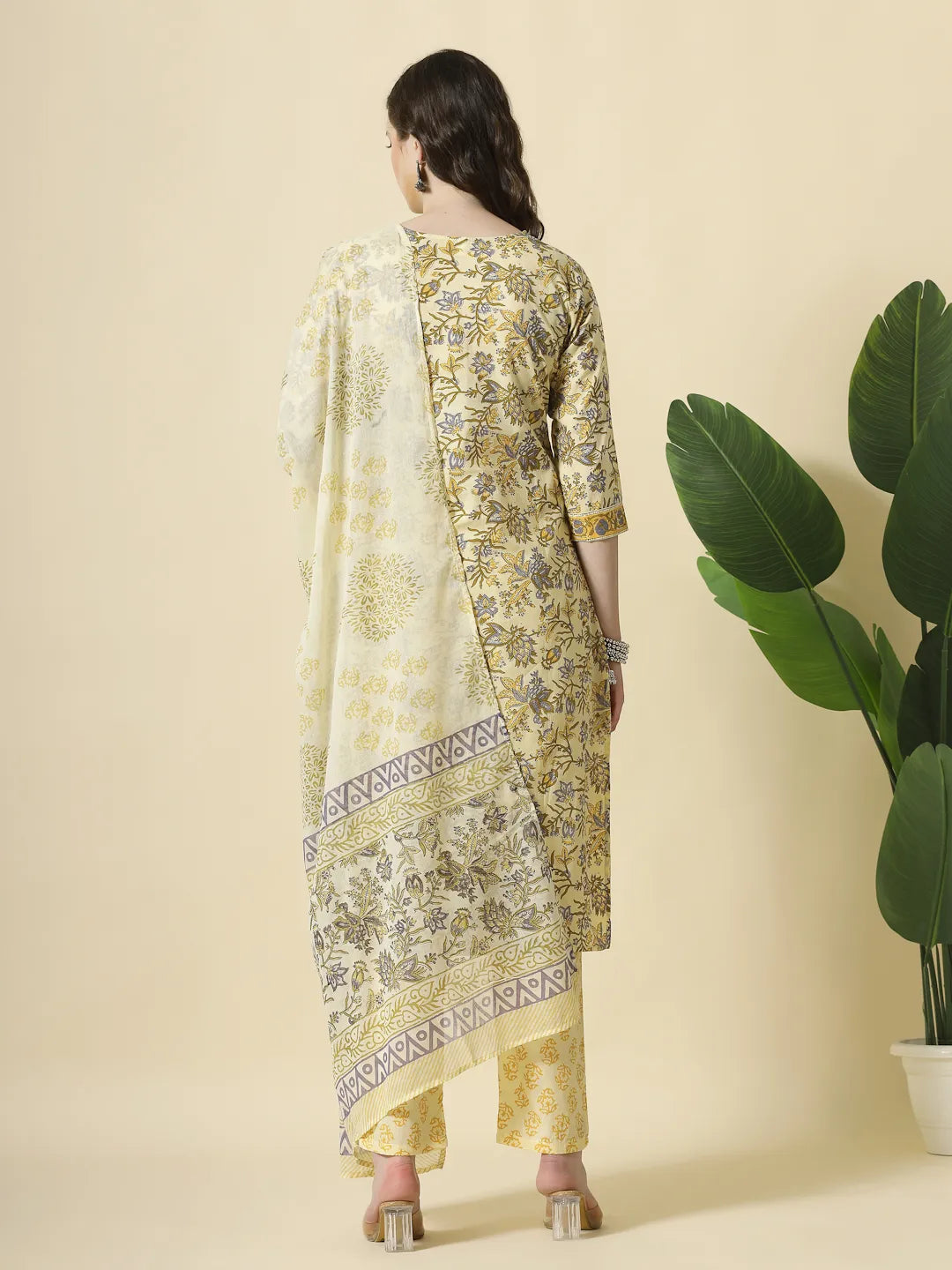 Sophisticated Cream and Brown Sequins Work Kurta Set with a Classy Finish