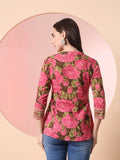 Pink Pure Cotton Pleated Gathered Top – Comfortable & Trendy Look