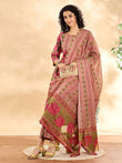 Pink Floral Print Sequins_Work Anarkali Kurta And Trouser With Dupatta Set-Yufta Store-6254SKDPKM