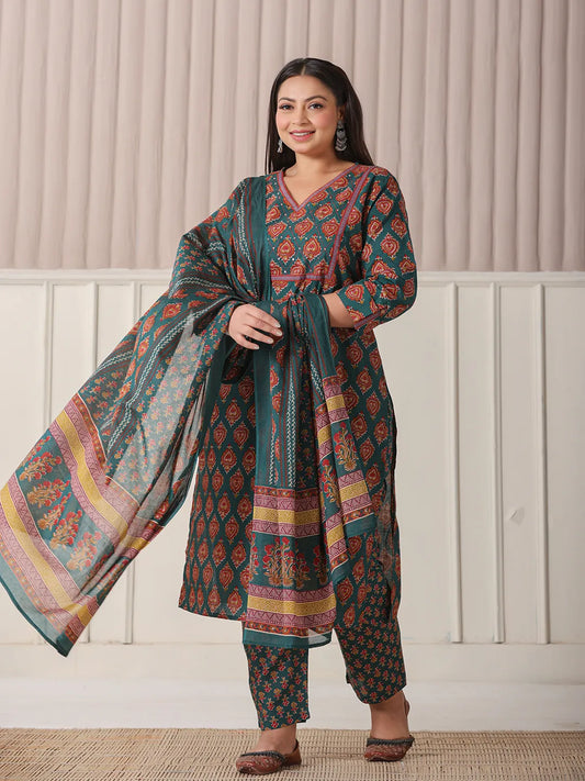 Radiant Teal Green Sequins Work Kurta Set that Adds a Festive Glow