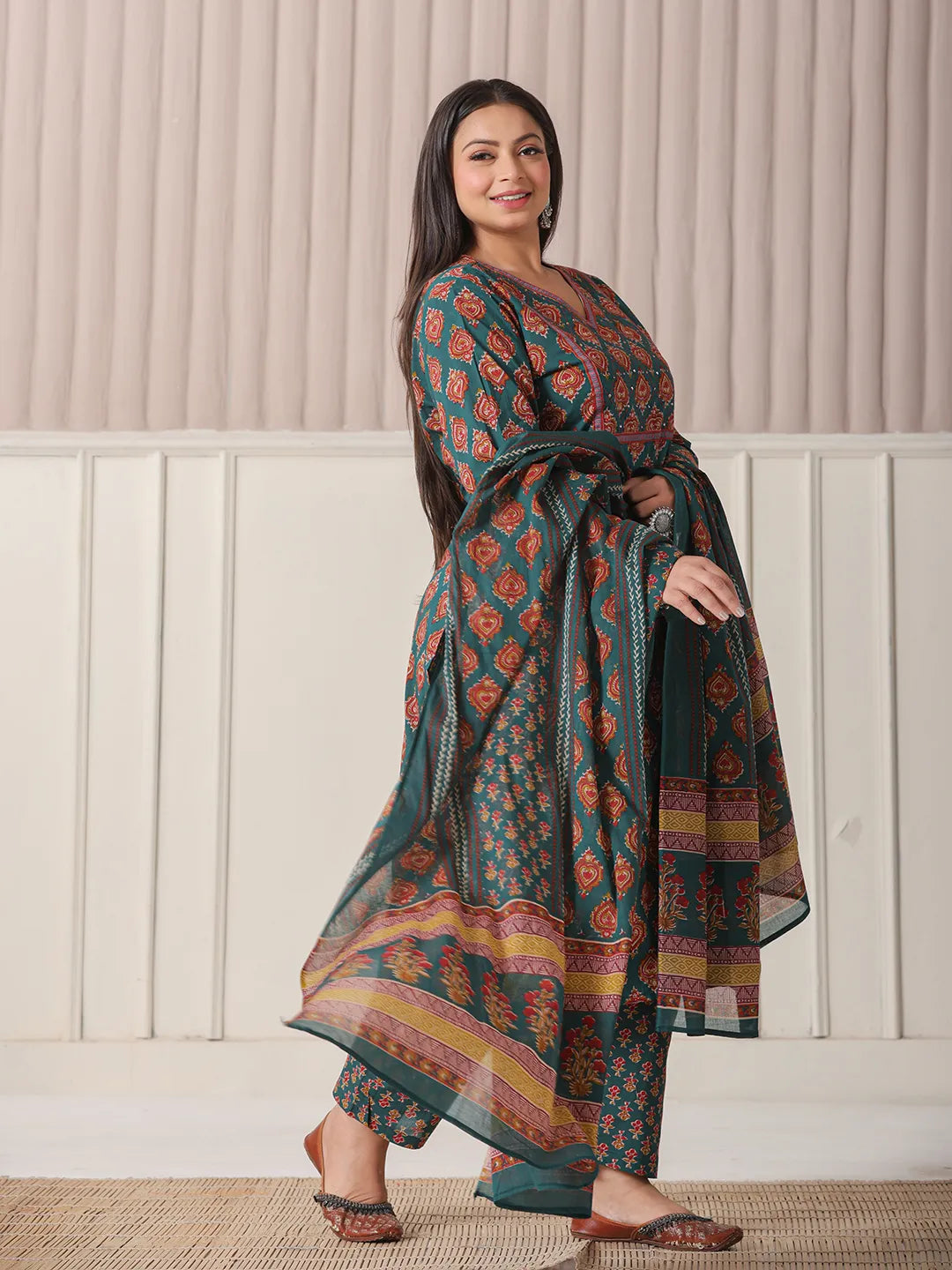 Radiant Teal Green Sequins Work Kurta Set that Adds a Festive Glow