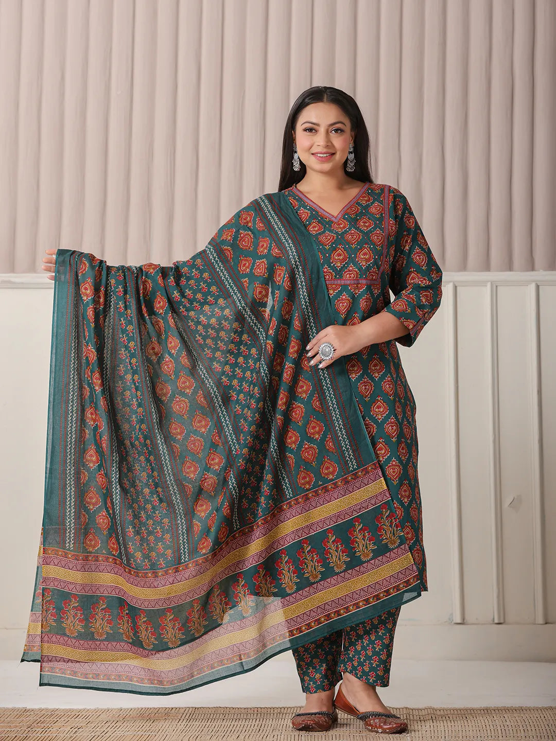 Radiant Teal Green Sequins Work Kurta Set that Adds a Festive Glow