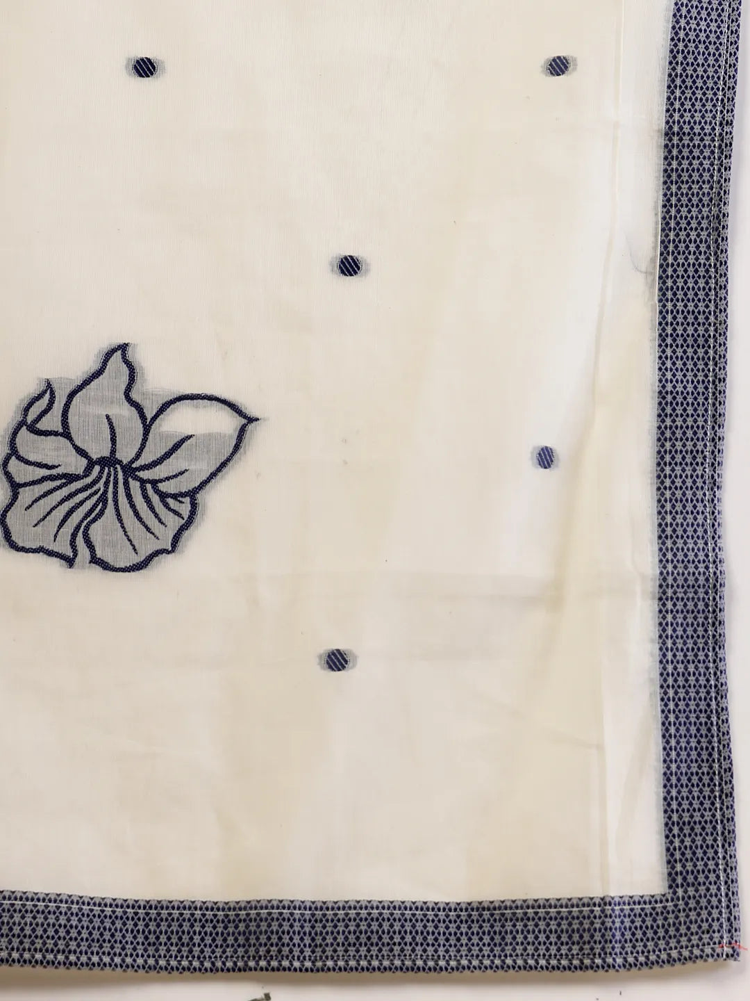 Off White Handloom Cotton Jacquard Kurta Pant Set with Dupatta Classic Look