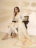 Off-White Handloom Cotton Jacquard Kurta Set with Thread Work, Pant & Dupatta