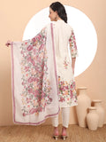 Stylish Premium Mul Cotton Pink Tassel Work Flared Kurta Dupatta Pant Set