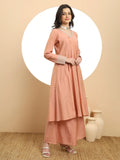 Peach Silk Anarkali Kurta Palazzo Set with Dupatta Wedding Special