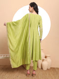 Green Silk Dori Embroidery Anarkali Kurta Dupatta Pant Set Party Wear