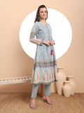 Premium Mul Cotton Blue Kurta Dupatta Pant Set for Elegant Look