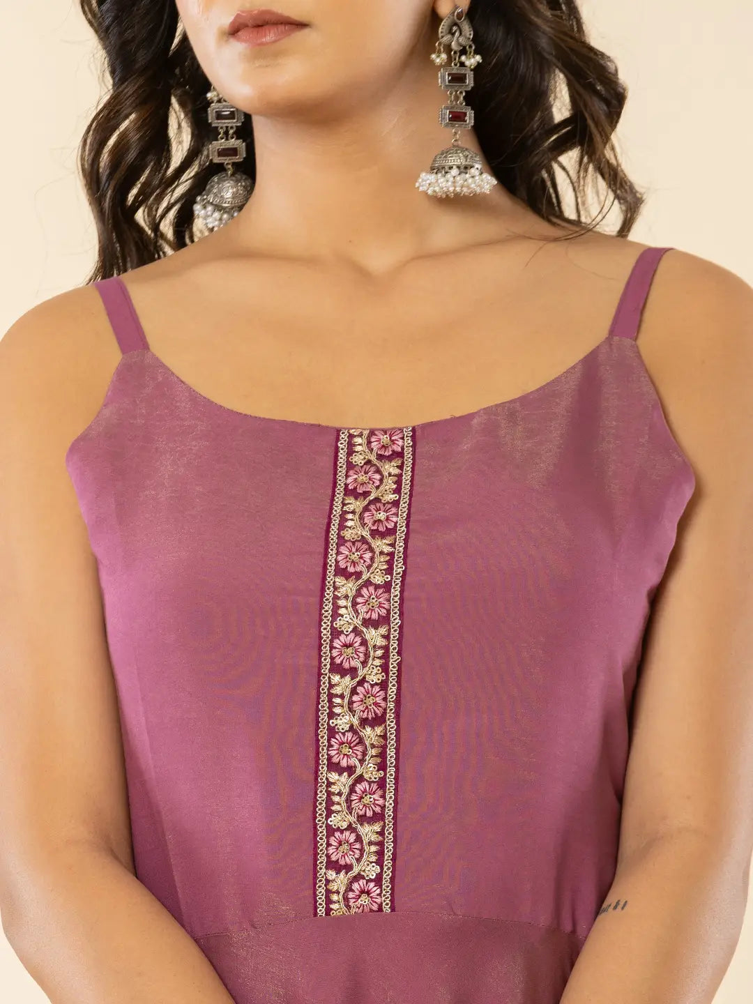 Glamorous Purple Sleeveless Thread Work Kurta with Sharara & Dupatta Set