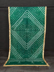 Close-up of Green Bandhej Dupatta with Lace Border and Detailing