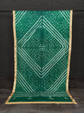 Close-up of Green Bandhej Dupatta with Lace Border and Detailing