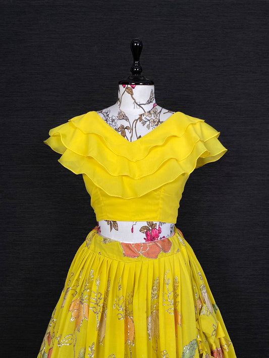 Fully Stitched Yellow Blouse Adjustable Fit