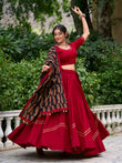 Maroon Cotton Gota Patti Chaniya Choli