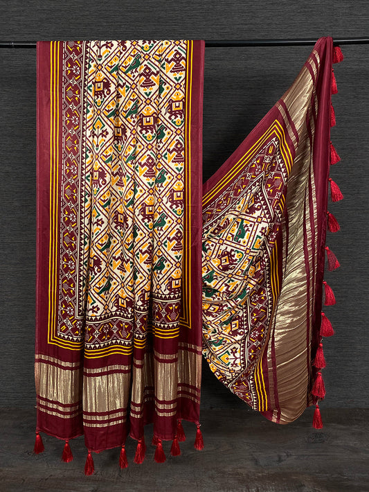 Pure Gaji Silk Dupatta with Tassels for Wedding and Festive Wear