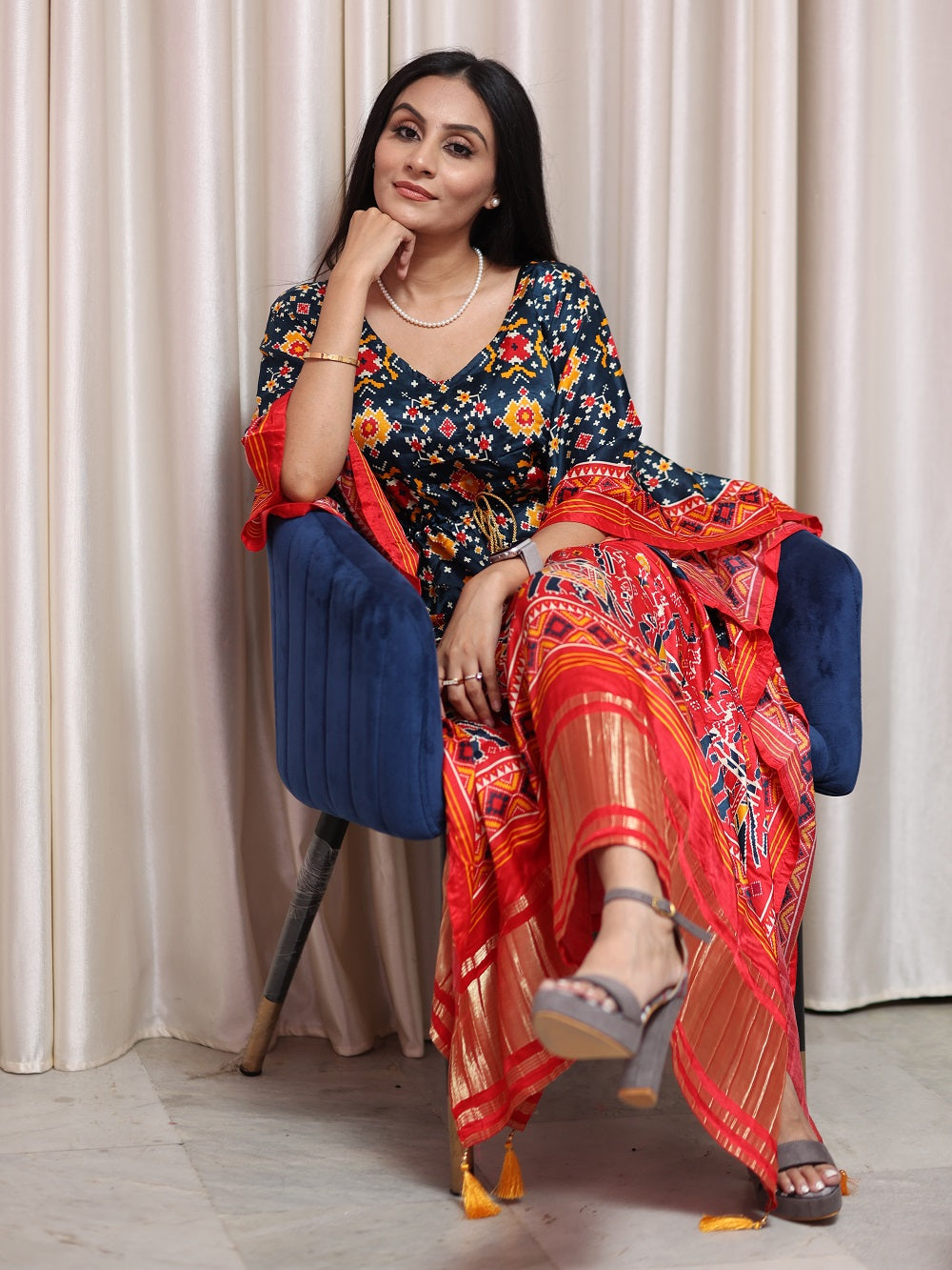 Traditional Gaji Silk Kaftan for Festivals and Weddings