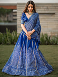 Navy Blue Bandhani Vaishali Silk Lehenga with Dupatta and Blouse