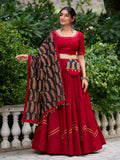 Traditional Navratri Maroon Lehenga with Mirror Work