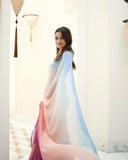 Captivating Multicolor Satin Saree as Seen on Alia Bhatt