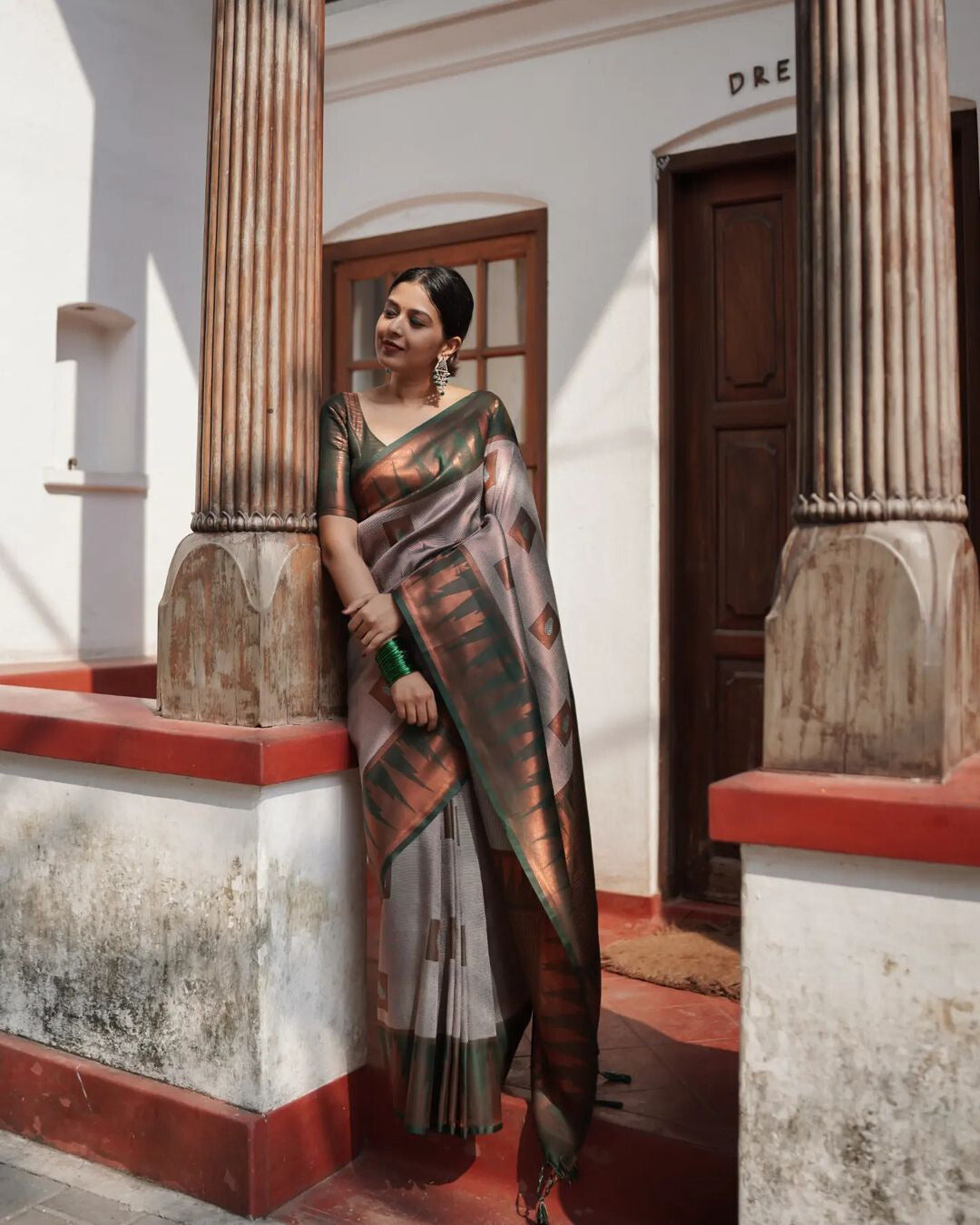 Earth Toned Pure Soft Semi Silk Saree with Attractive Blouse