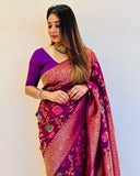 Elegant Purple Soft Silk Saree with Designer Blouse