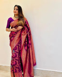 Elegant Purple Soft Silk Saree with Designer Blouse