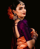 Gorgeous Orange Silk Saree with Lovely Complementary Blouse