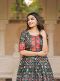 Green Color Patola Paithani Printed And Foil Printed Silk Dress