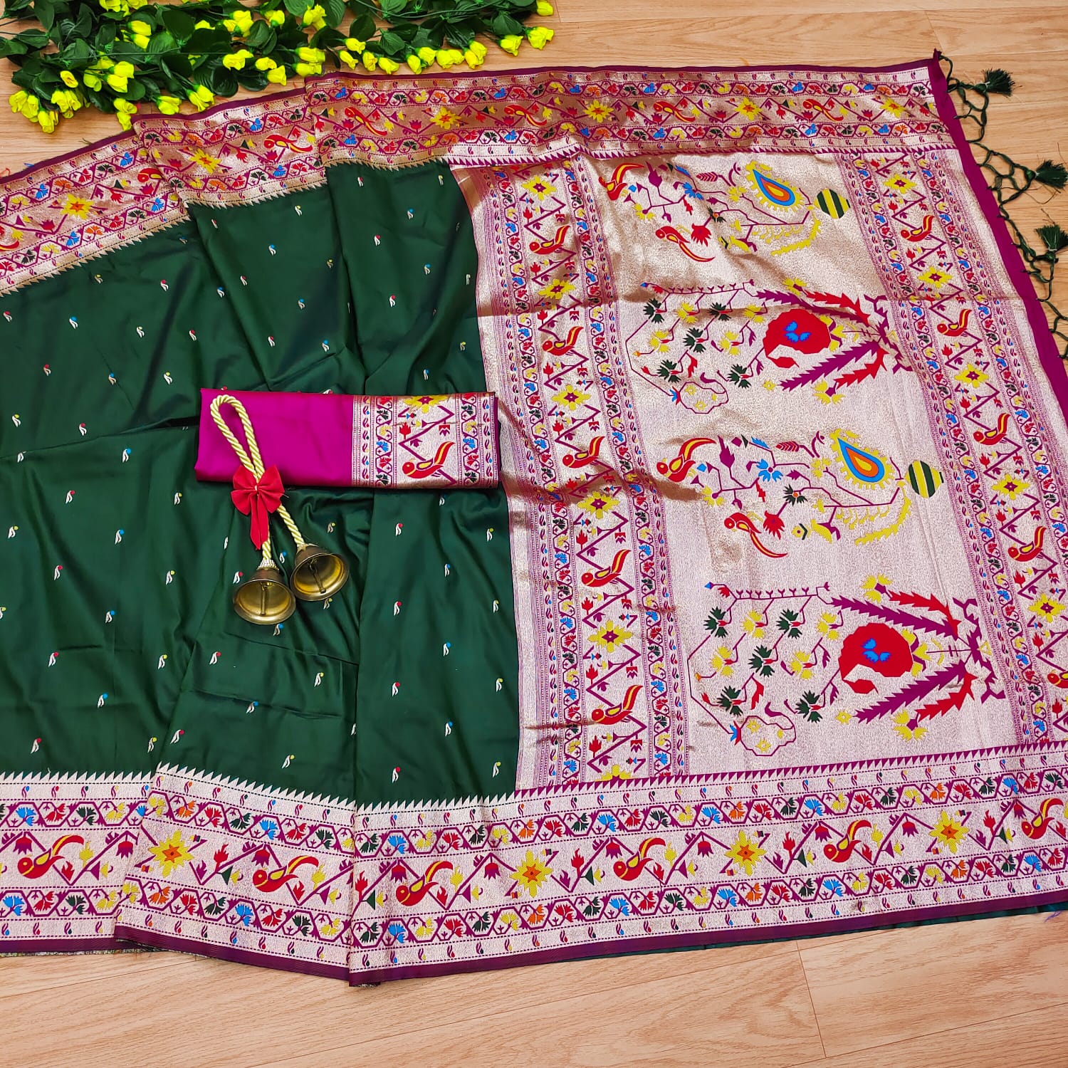 Green Zari Woven Design Paithani Silk Saree