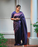 Luxurious Royal Blue Soft Silk Indian Saree