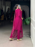 Pink Color Sequins And Thread Embroidery Work Organza Salwar Suit