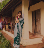 Quintessential Dark Green Banarasi Silk Saree with Magnificent Blouse