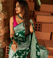 Quintessential Dark Green Banarasi Silk Saree with Magnificent Blouse