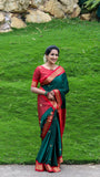 Radiant Pure Soft Silk Saree in Rama and Gajri with Engrossing Blouse
